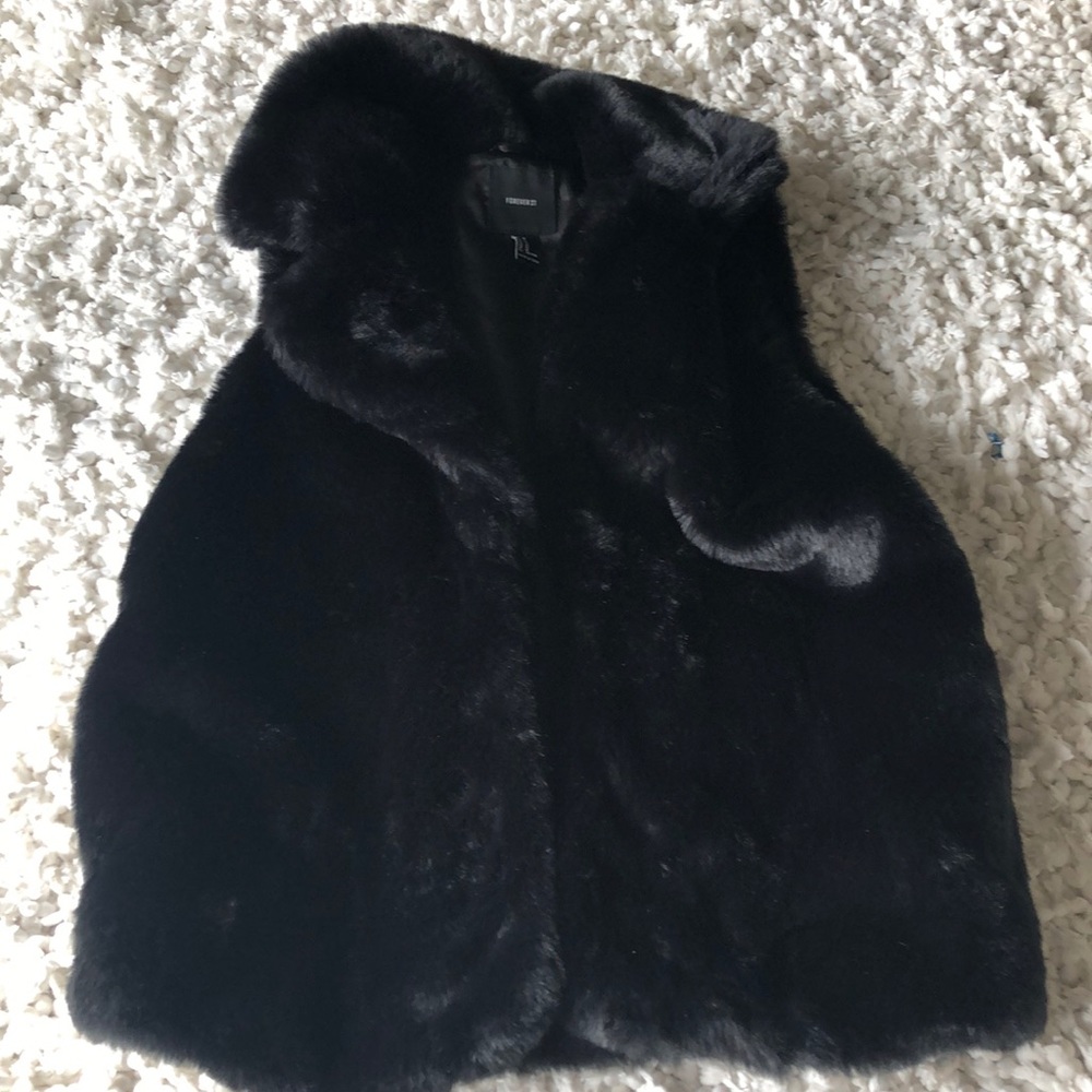 Black Fake Fur Vest from Forever 21